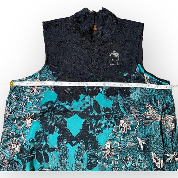 NWT Anthropologie Maeve Butterfly Lace Teal Sleeveless Swing Dress Size Small - Picture 6 of 13